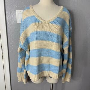 Edikted Women's Tracie Striped Oversized Sweater, Blue/Cream, M